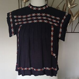 Embroidered Navy McKinley top - TULAROSA